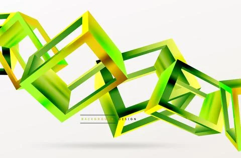 3D cube shapes vector geometric background. Trendy techno business template for Stock Illustration