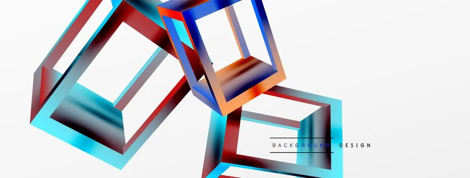 3D cube shapes vector geometric background. Trendy techno business template for Stock Illustration