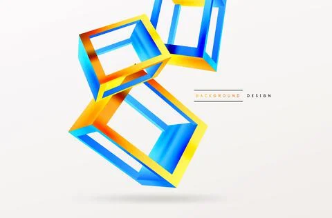 3D cube shapes vector geometric background. Trendy techno business template for 스톡 일러스트