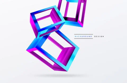 3D cube shapes vector geometric background. Trendy techno business template for Stock Illustration