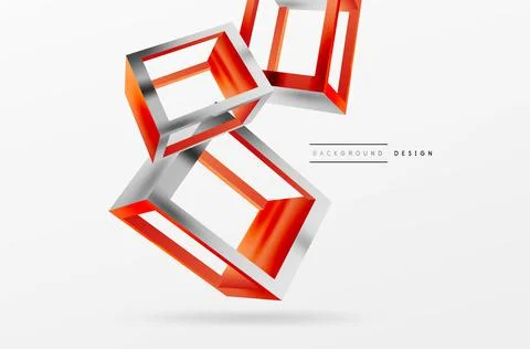 3D cube shapes vector geometric background. Trendy techno business template for Stock Illustration