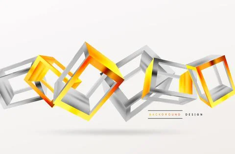 3D cube shapes vector geometric background. Trendy techno business template for Stock Illustration