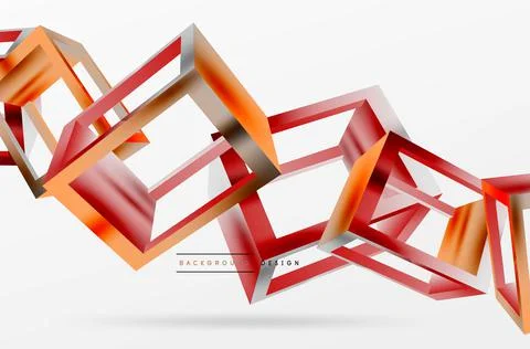 3D cube shapes vector geometric background. Trendy techno business template for Stock Illustration