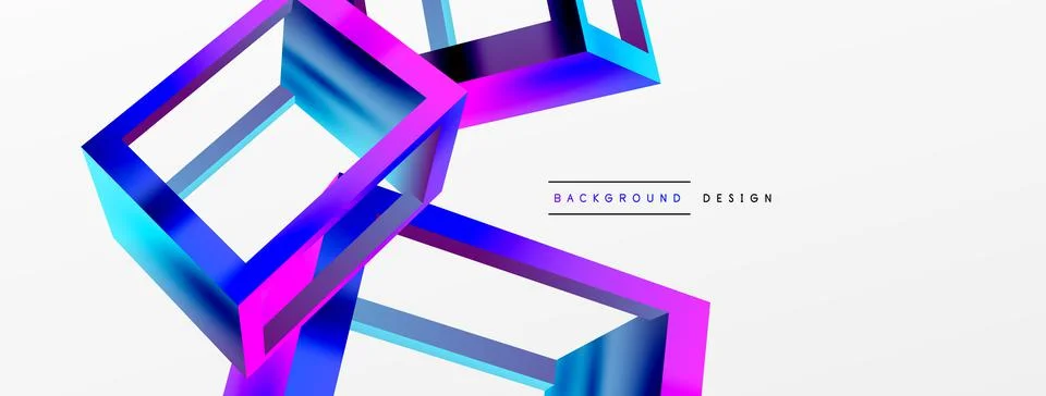 3D cube shapes vector geometric background. Trendy techno business template for Stock Illustration
