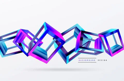 3D cube shapes vector geometric background. Trendy techno business template for Stock Illustration