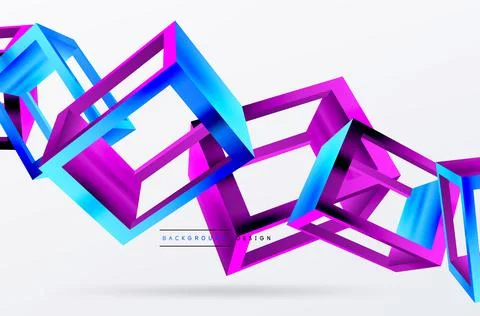 3D cube shapes vector geometric background. Trendy techno business template for Stock Illustration