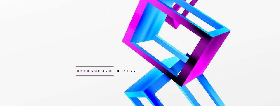 3D cube shapes vector geometric background. Trendy techno business template for Stock Illustration