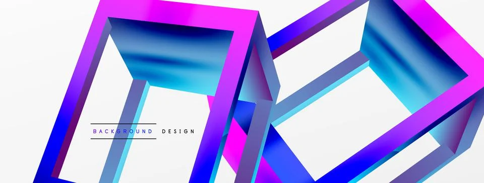 3D cube shapes vector geometric background. Trendy techno business template for Stock Illustration