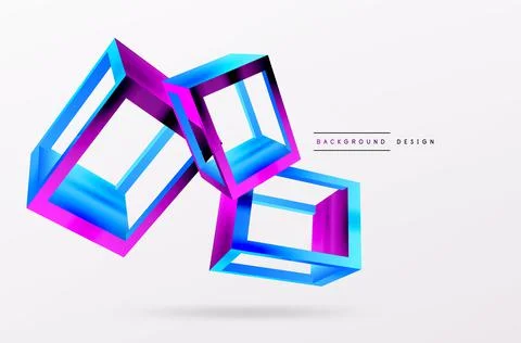 3D cube shapes vector geometric background. Trendy techno business template for Stock Illustration