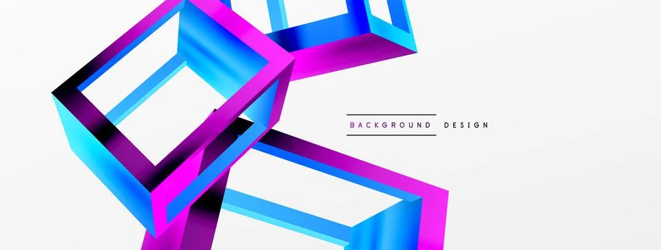 3D cube shapes vector geometric background. Trendy techno business template for Stock Illustration