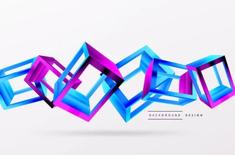 3D cube shapes vector geometric background. Trendy techno business template for Stock Illustration