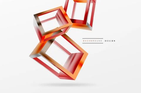 3D cube shapes vector geometric background. Trendy techno business template for Stock Illustration