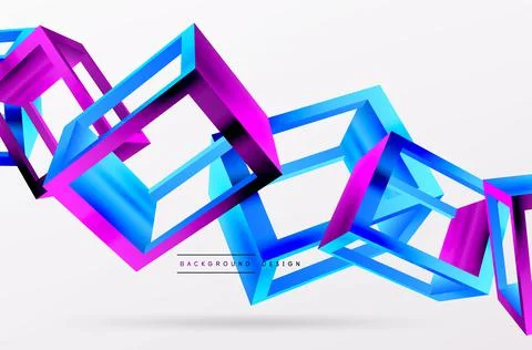 3D cube shapes vector geometric background. Trendy techno business template for Stock Illustration