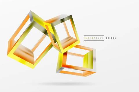 3D cube shapes vector geometric background. Trendy techno business template for Stock Illustration