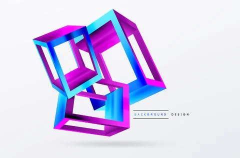 3D cube shapes vector geometric background. Trendy techno business template for Stock Illustration