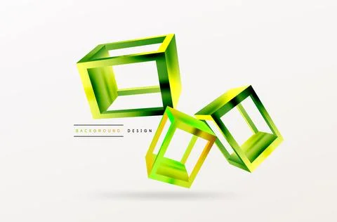 3D cube shapes vector geometric background. Trendy techno business template for Stock Illustration