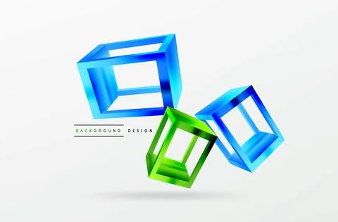 3D cube shapes vector geometric background. Trendy techno business template for Illustrazione stock