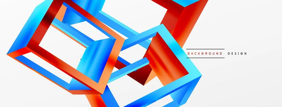 3D cube shapes vector geometric background. Trendy techno business template for Illustrazione stock