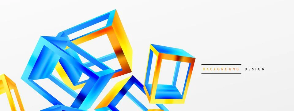 3D cube shapes vector geometric background. Trendy techno business template for Stock Illustration