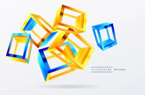 3D cube shapes vector geometric background. Trendy techno business template for Stock Illustration