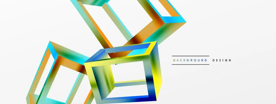 3D cube shapes vector geometric background. Trendy techno business template for Stock Illustration