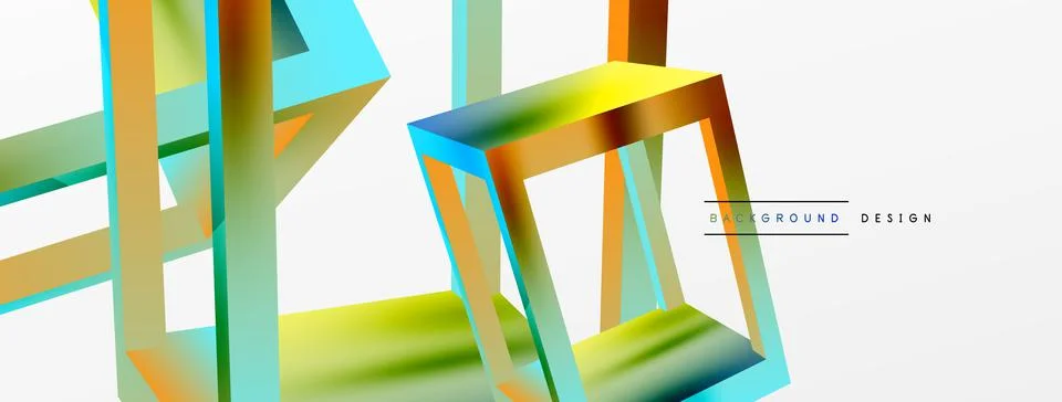 3D cube shapes vector geometric background. Trendy techno business template for Stock Illustration