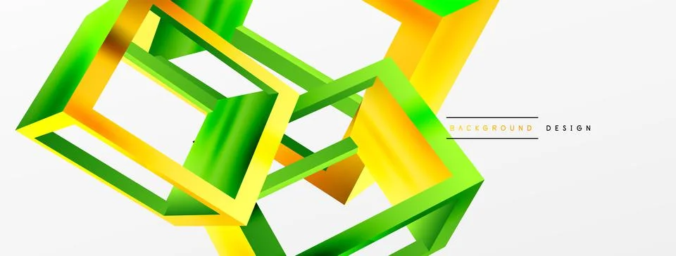 3D cube shapes vector geometric background. Trendy techno business template for Stock Illustration