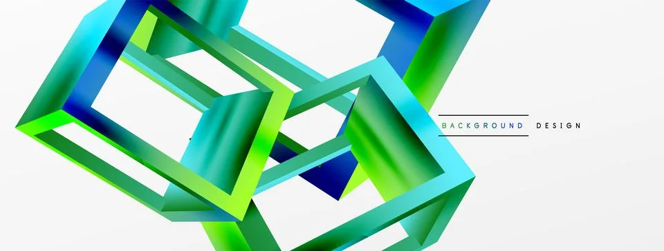 3D cube shapes vector geometric background. Trendy techno business template for Stock Illustration