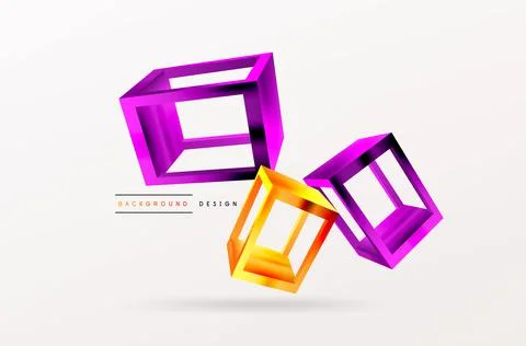 3D cube shapes vector geometric background. Trendy techno business template for Stock Illustration