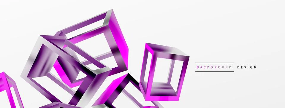 3D cube shapes vector geometric background. Trendy techno business template for Illustrazione stock