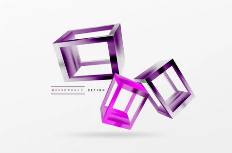 3D cube shapes vector geometric background. Trendy techno business template for Stock Illustration