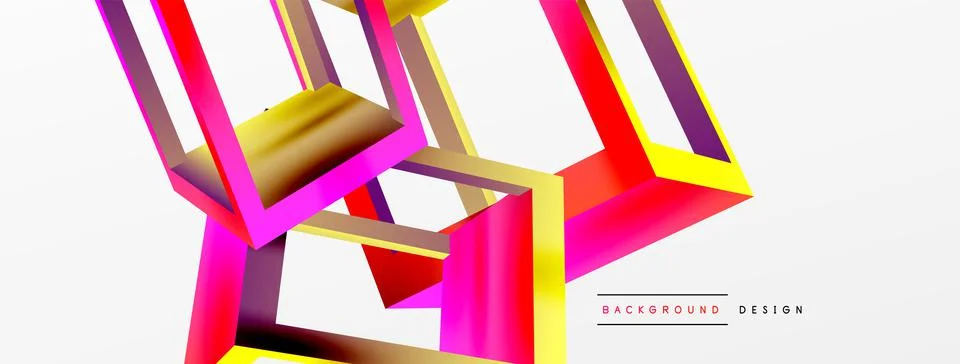 3D cube shapes vector geometric background. Trendy techno business template for Stock Illustration