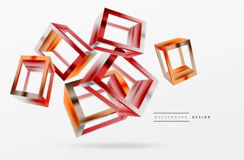 3D cube shapes vector geometric background. Trendy techno business template for Stock Illustration