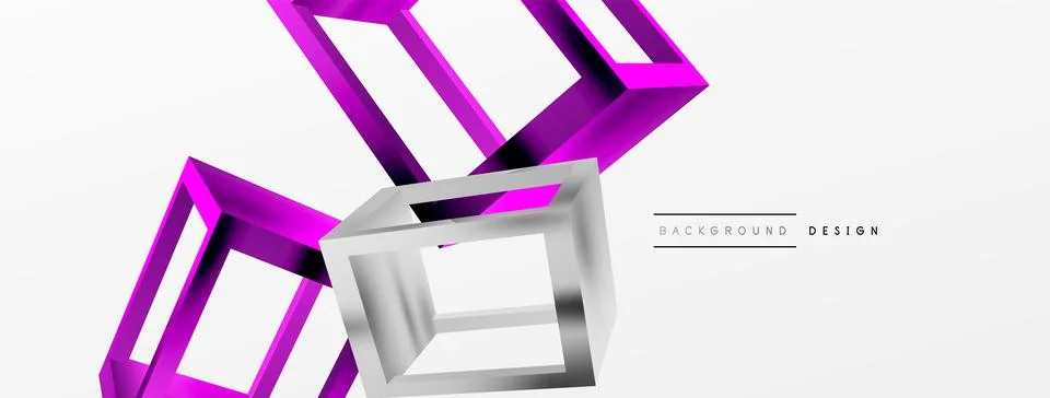 3D cube shapes vector geometric background. Trendy techno business template for Stock Illustration