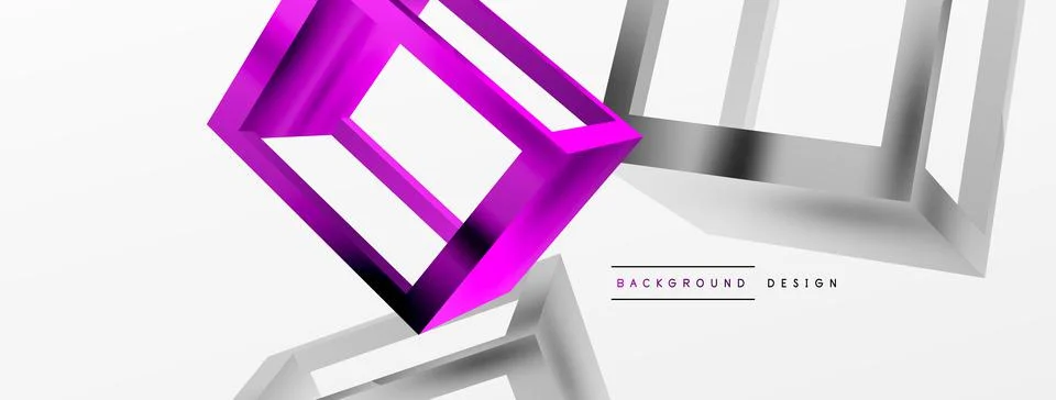 3D cube shapes vector geometric background. Trendy techno business template for Stock Illustration