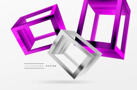 3D cube shapes vector geometric background. Trendy techno business template for Stock Illustration