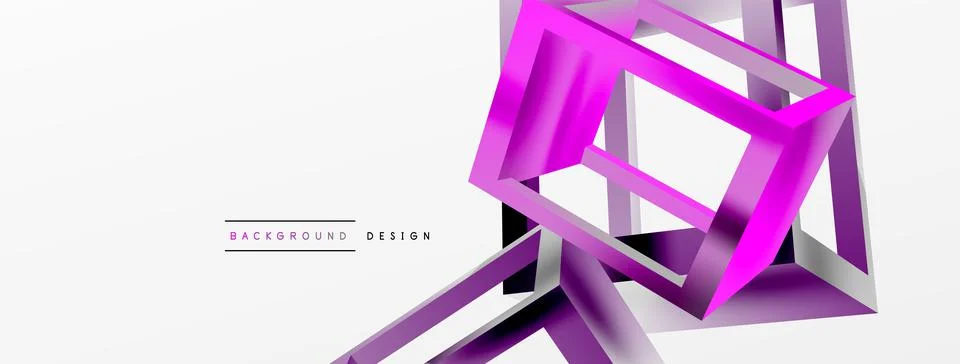 3D cube shapes vector geometric background. Trendy techno business template for Stock Illustration