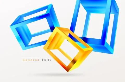 3D cube shapes vector geometric background. Trendy techno business template for Illustrazione stock