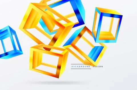 3D cube shapes vector geometric background. Trendy techno business template for Stock Illustration