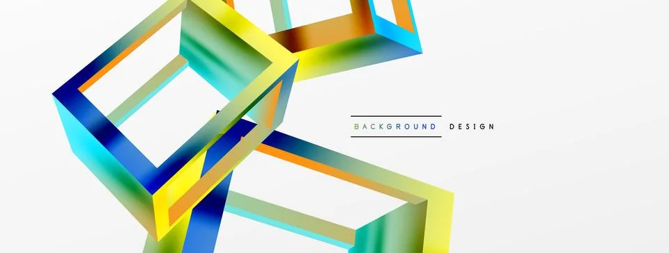 3D cube shapes vector geometric background. Trendy techno business template for Stock Illustration