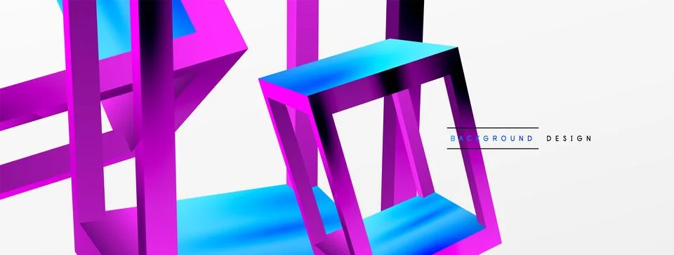 3D cube shapes vector geometric background. Trendy techno business template for 스톡 일러스트