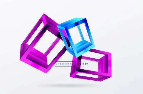 3D cube shapes vector geometric background. Trendy techno business template for Stock Illustration