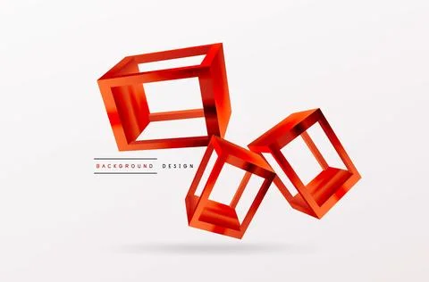 3D cube shapes vector geometric background. Trendy techno business template for Stock Illustration