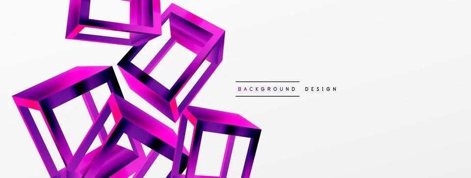 3D cube shapes vector geometric background. Trendy techno business template for Stock Illustration