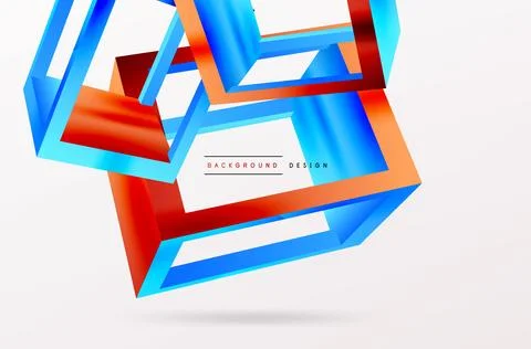 3D cube shapes vector geometric background. Trendy techno business template for Stock Illustration