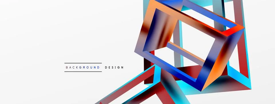 3D cube shapes vector geometric background. Trendy techno business template for Illustrazione stock
