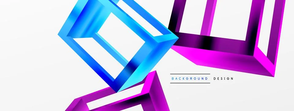 3D cube shapes vector geometric background. Trendy techno business template for Stock Illustration