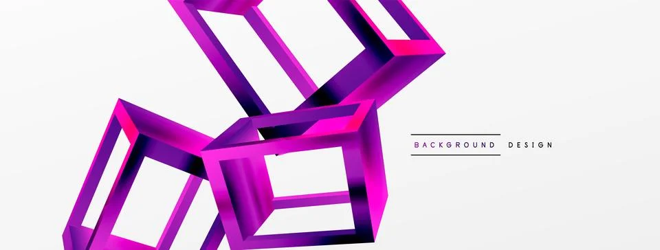 3D cube shapes vector geometric background. Trendy techno business template for Stock Illustration