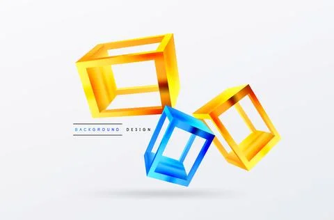 3D cube shapes vector geometric background. Trendy techno business template for Stock Illustration
