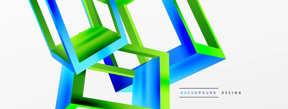 3D cube shapes vector geometric background. Trendy techno business template for Stock Illustration